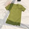 T Shirt Women Fashion O Neck Solid Color Tshirt  Summer Casual Short Sleeve Tops Korean Style Slim Knitted tee shirt femme