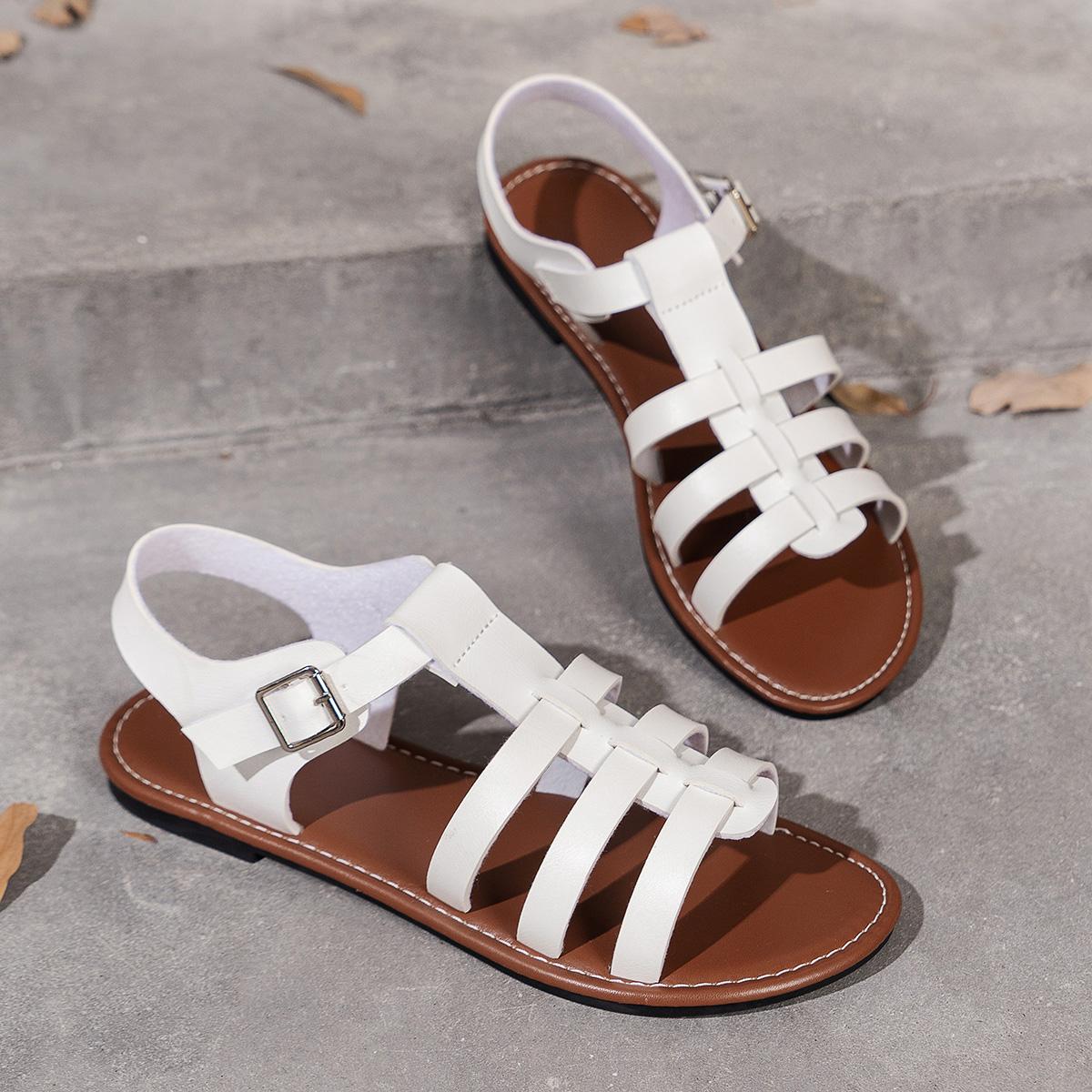 

Женские повседневные сандалии на плоской подошве. Новые летние римские сандалии для отдыха на море. 40