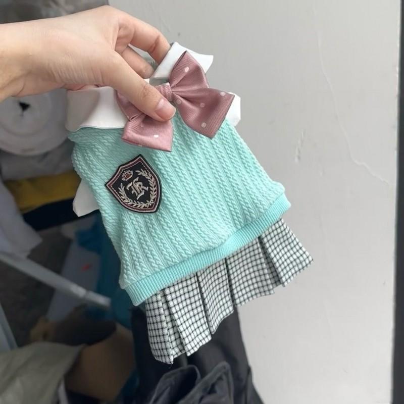 Pet Knit Sweater Dress Small Dogs Winter Warm Outfit Teddy Bichon Pomeranian Schnauzer