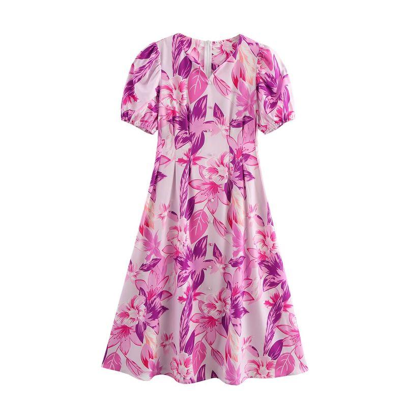 

Kaslead New Arrival Women s Clothing Fashion Style Fashion Minimalist Short Sleeve Elastic Printing Dress Color L