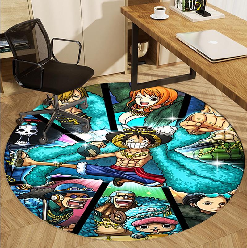 One Piece Pattern Round Rug, Indoor/Outdoor Mat, for Picnic, Gameroom, Bedroom, Office, Living Room, Home Decor Carpet, Birthday Gift