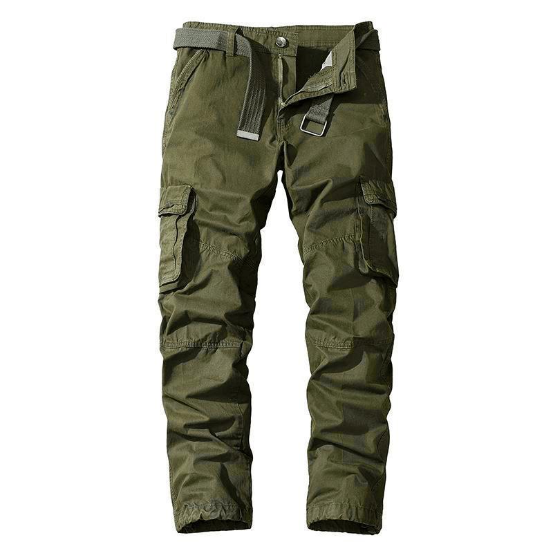 Men's Fashion  Pants Casual Cotton Solid Color Cargo Pants Men's Outdoor Hiking Trousers Multi-pocket Work Pants