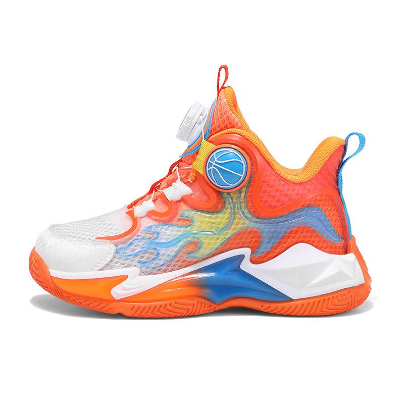 Boys and girls sneakers summer breathable single net children's basketball shoes medium and older children's actual combat wear-resistant shock abso