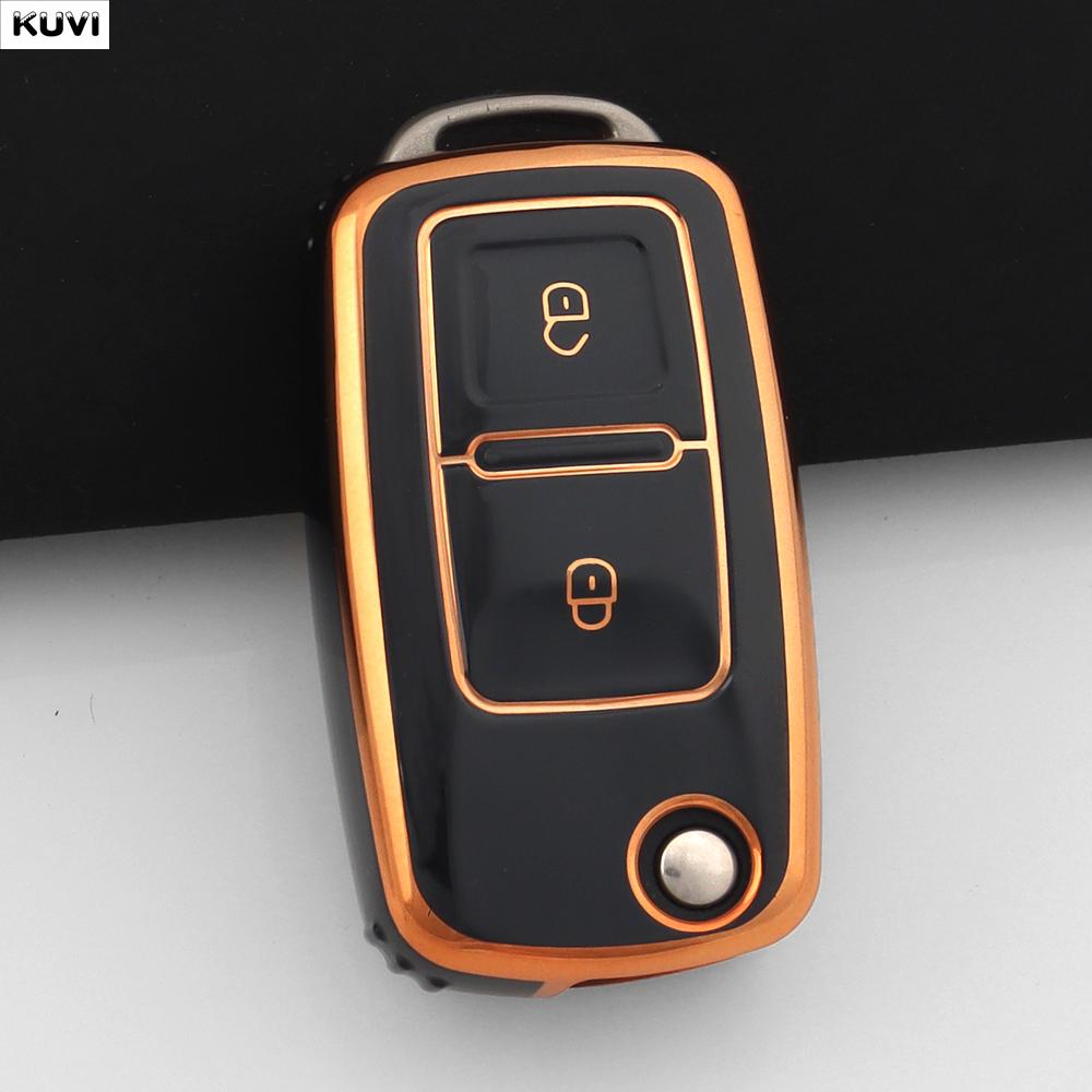 Coque de protection en TPU à 2 boutons pour clé de voiture Pour VW Volkswagen Amarok Polo Golf 4 5 6 MK4 Bora Jetta Altea Alhambra Passat B5 B6 B7