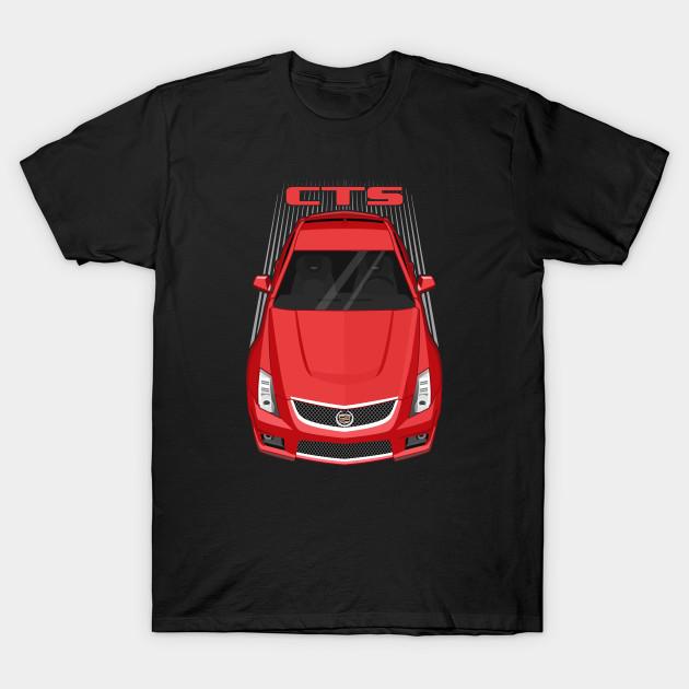 Мужская черная футболка с принтом Cadillac Cts V Coupe 2011-2015 - Красный трансферный принт без вырезки Хлопковая футболка L чёрный