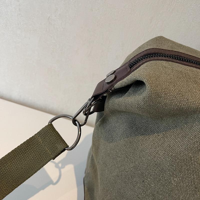 Retro Canvas Duffel Bag with Buckle Straps Large Capacity Travel Weekend Carry On Bag