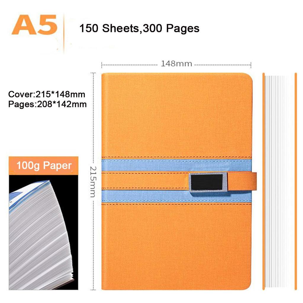 A5 Business-Notizblock aus Stoff, Besprechungsprotokollbuch, Arbeitsnotizbuch, Tagesplaner, Studentenlernnotizen, Tagebuch, 150 Blatt, 300 Seiten
