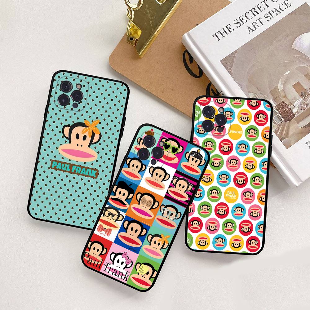 Fashion Logo P-Paul F-Frank Black Soft Phone Case For IPhone 16 15 14 13 11 12 17 Pro Max Mini Plus