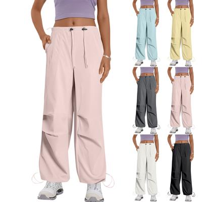 Damen Mehrfach-Taschen Gerade Röhre Schlankmachend, Weites Bein Wischend, Einfarbige Hose