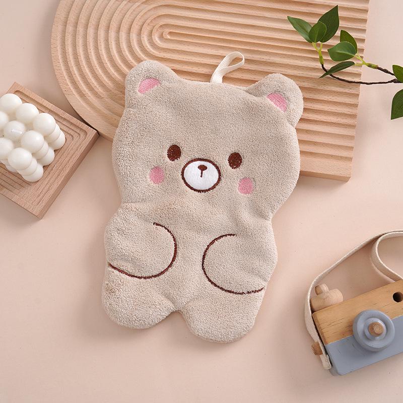 Adorable Cartoon Coral Fleece Hand Towel for Kids - Absorbent Kitchen/Bathroom Accessory