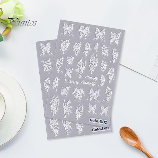 Embossed Nails Art Stickers Creative Engraved White Butterfly Pattern Manicure Decals Exquisite DIY Nail Design Adhesive Decoration Stickers Nail
