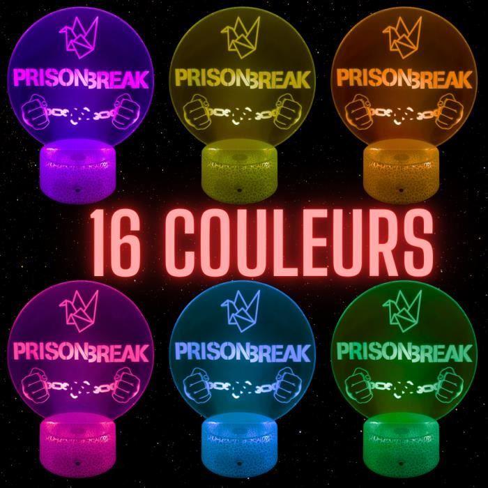 Lampe de chevet 3d led série prison break, veilleuse changement de couleurs, lampe tactile bureau et chambre, idée cadeau noël