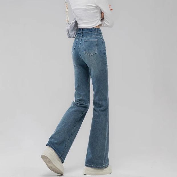 Star Zhao Lusi Style Women's Micro Flare Jeans - Loose Fit, Straight Leg, Autumn Collection