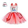 Pink Princess Tutu Dress, Retro Cowboy Denim Layered Kids Party Mesh Dress for Pretend Play