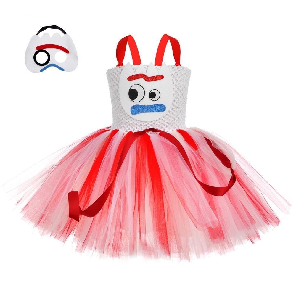 Pink Princess Tutu Dress, Retro Cowboy Denim Layered Kids Party Mesh Dress for Pretend Play