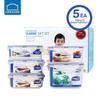 LOCK&LOCK Conjunto de 5 Peças de Recipientes Plásticos para Armazenamento de Alimentos