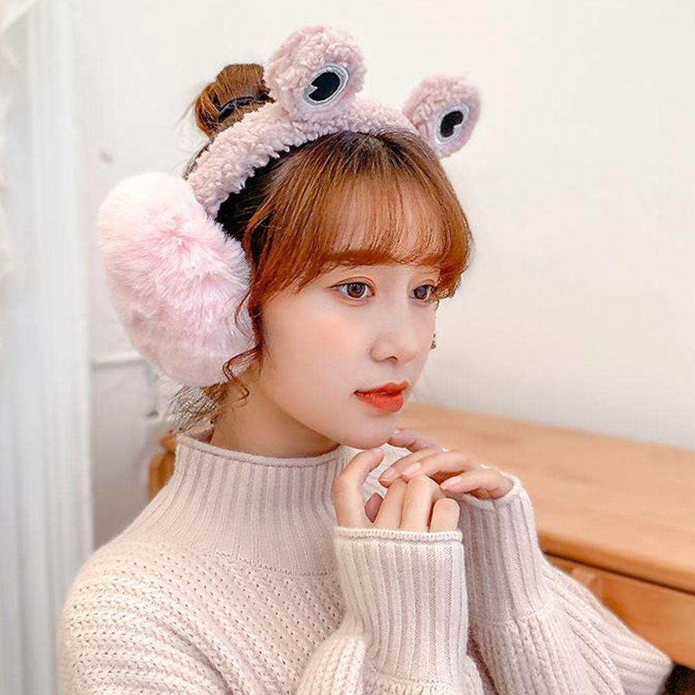 Design Solid Color Frog Bear Ear Women Ear Muff Korean Style  Ear-flap Children Ear Cover Plush