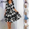 BITCED Fashion Summer Spring 1/2 Sleeves V-Neck Casual Dresses