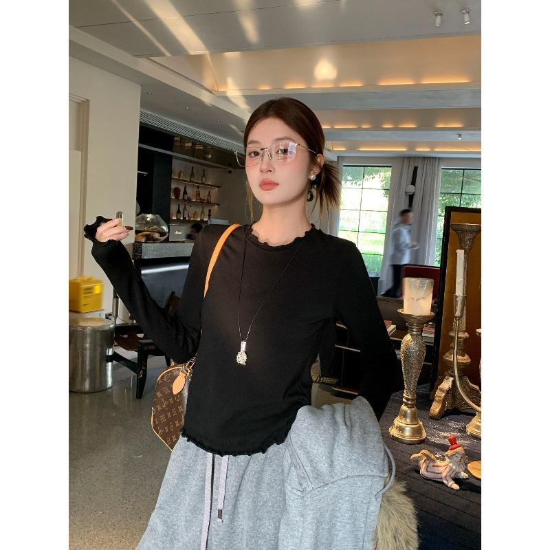 Semi-turtleneck Velvet Thickened Good-looking Korean Bottoming Shirt Women's Inner Winter New Long-sleeved Shirt Premium Polka Dot Top