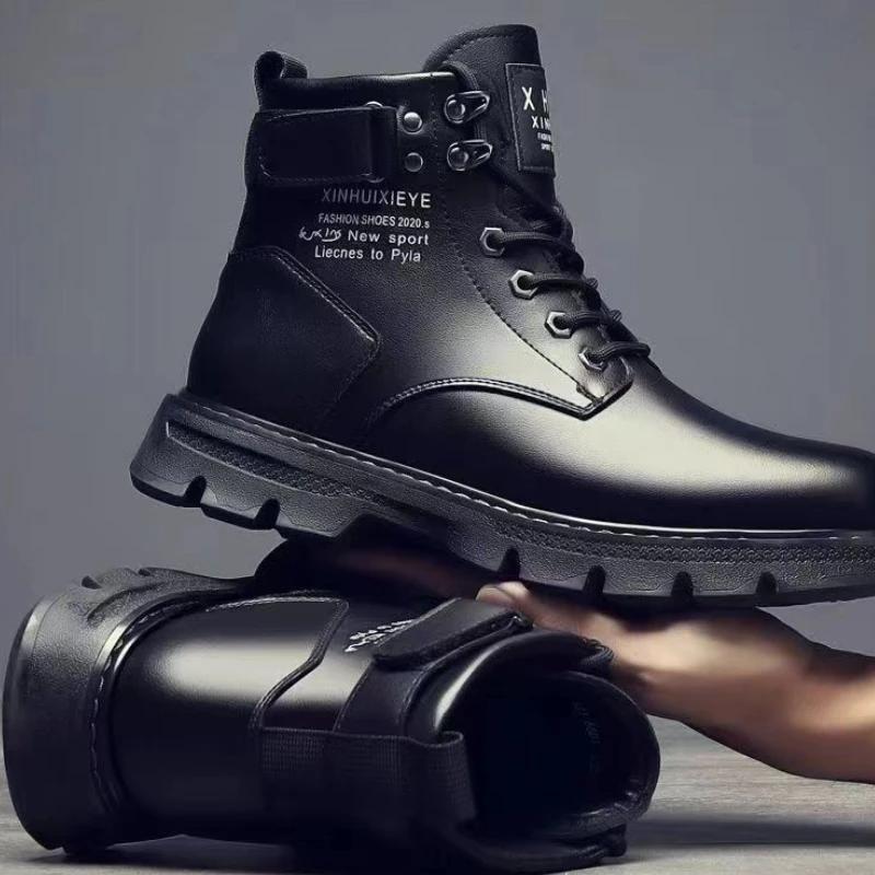 Pánské luxusní boty s vysokým svrškem Pohodlné Vodotěsné Šněrovací Pánské pracovní boty 2024 Módní Protiskluzové Odolné proti opotřebení Pánské ležérní boty