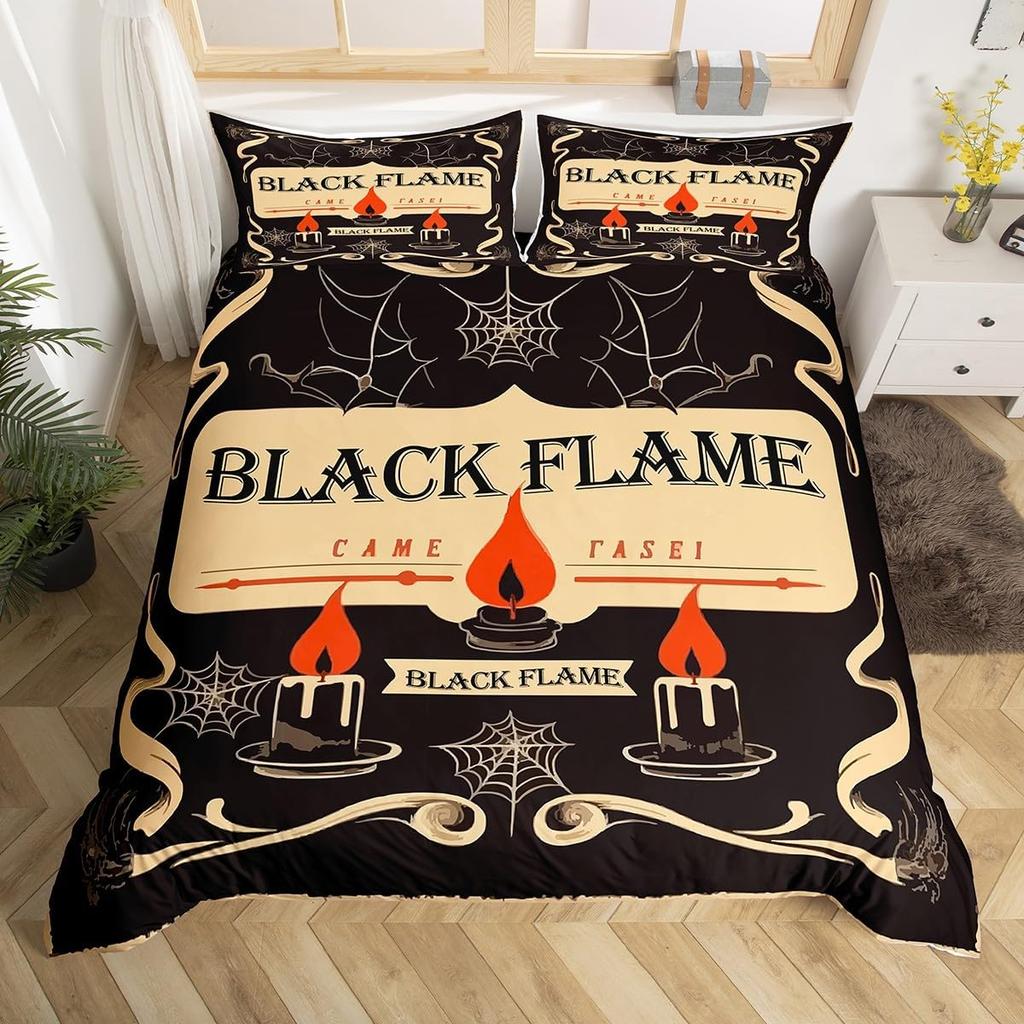 Happy Halloween Bedding Set Full King Size Witch Duvet Cover For Boys Teens Spiderweb Comforter Cover Set Magic Bedspread Cover