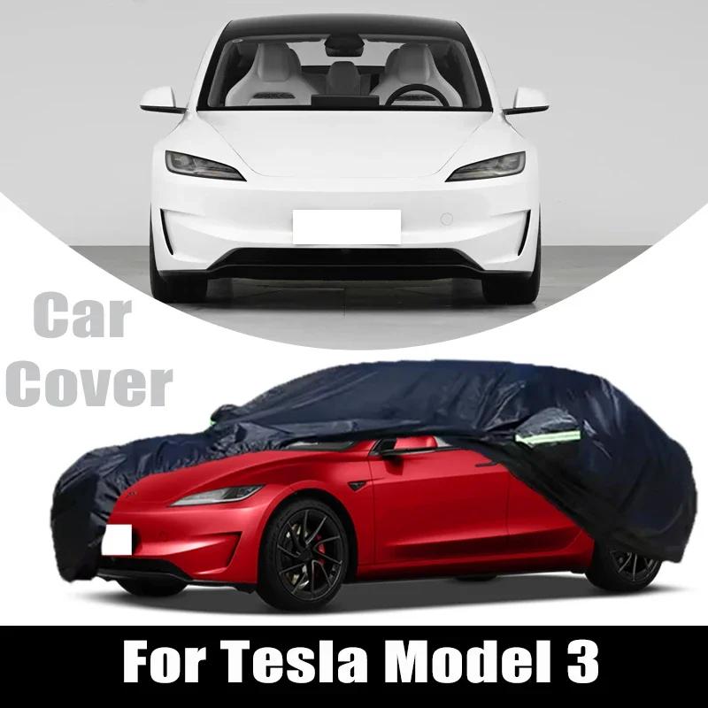 Für Tesla Model 3 Outdoor-Schutz Vollständige Autoabdeckungen Schneeschutz Sonnenschutz Wasserdicht Staubdicht Außenschutz