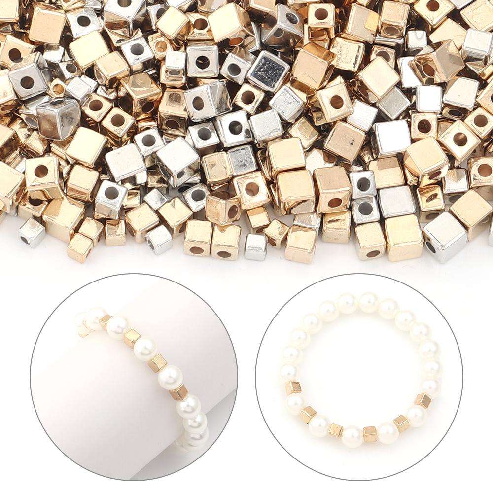 200pcs 3/4/5mm CCB Square Beads Cube Loose Spacer Beads for DIY Jewelry Making Crafts Bracelets Necklace Accessories Wholesale