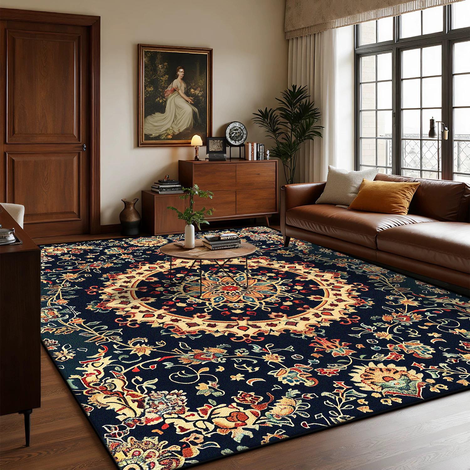 

Перські Розкішні Великі Килими для Вітальні Богемний Декор Дім Зона Дивана Легко Чистий Килим Спальня Гардеробна Нековзкий Килимок для Підлоги 120*160cm