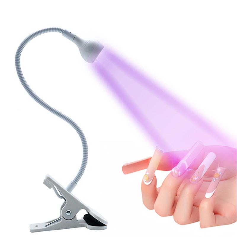3W Nail Dryer Light UV Nail Lamp For Drying Gel Nail Polish Foot Switch Clip-On Flexible Desk Mini Portable USB For DIY Manicure