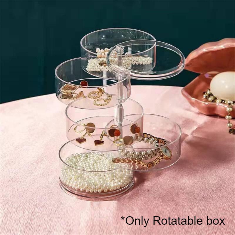 Transparent Rotatable Jewelry Storage Box Desktop Makeup Storage Rack