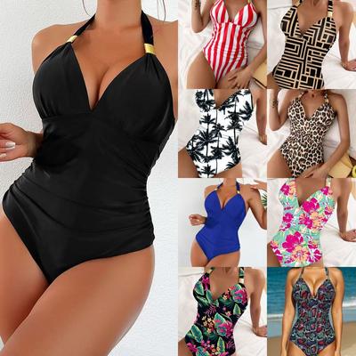 Europäischer und amerikanischer Bikini Mehr Muster Einteiler Sexy Enger Einteiler Bikini Damen Bauchnabel