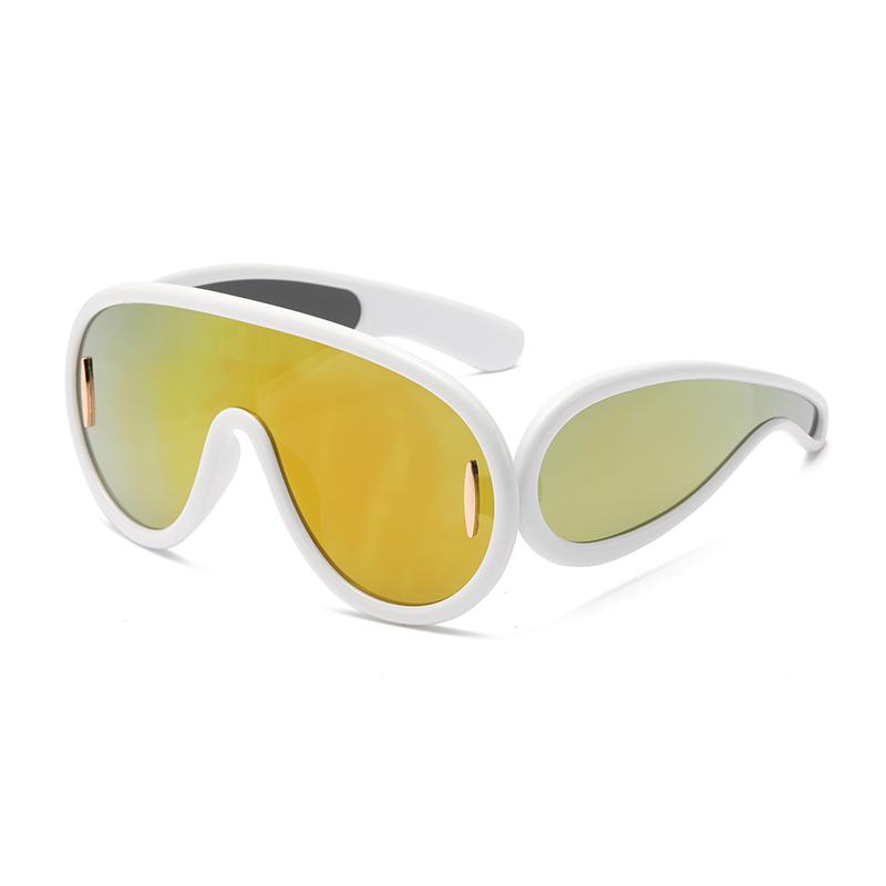 New Fashion One-Piece Large Frame Sunglasses Cyberpunk Style for Women Men Outdoor Travel UV Protection