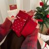 Velvet Bow New Year'S Socks, Exquisite Rabbit Plush Mixed Warm Big Red Socks