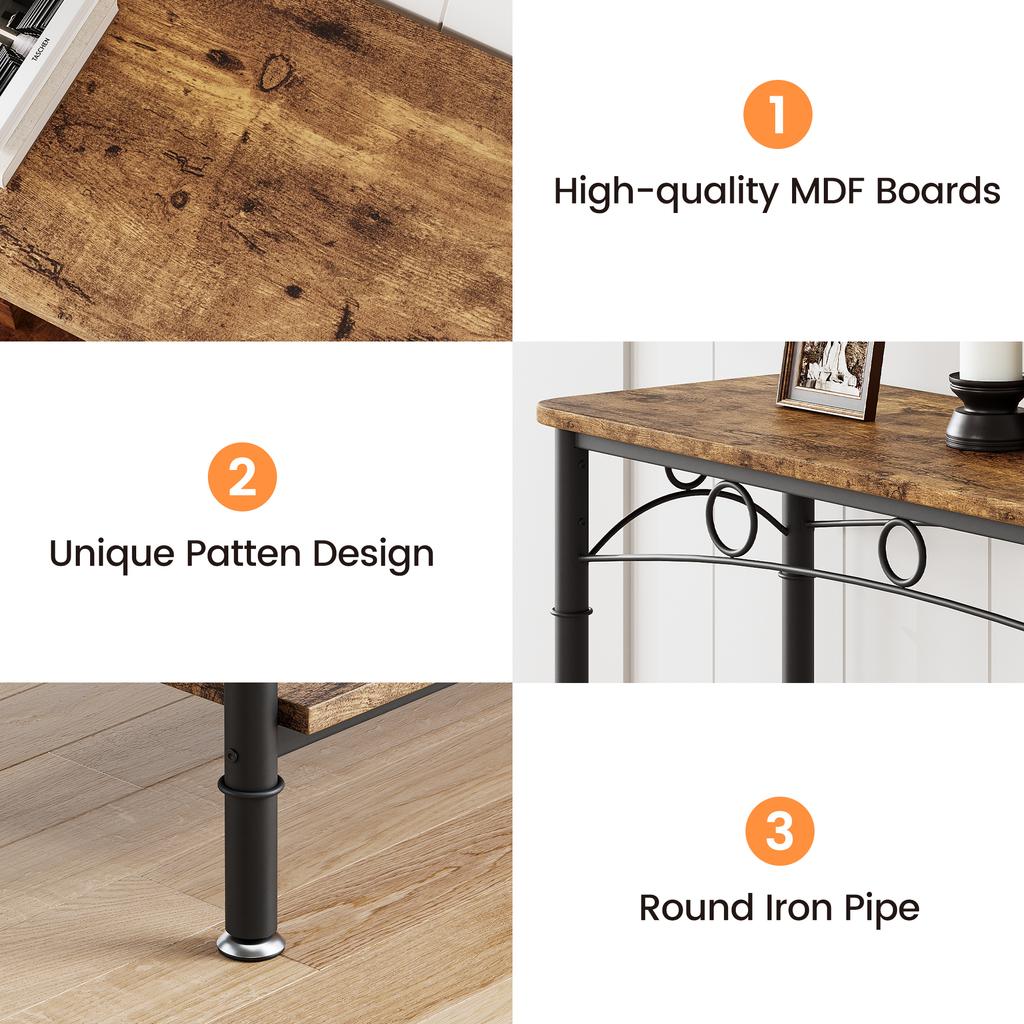 2 Tier Small Console Table Retro Sofa Table with Storage Behind Couch Table for for Living Room Entryway Hallway Foyer