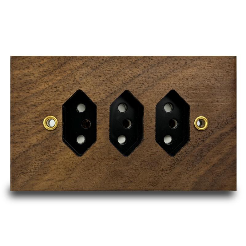 Antikes amerikanisches Wandsteckdosen-Schalterpanel aus reinem Massivholz, Brasilien Taiwan Thai Japan b&b Vintage 15A Wandschalter 118mm*75mm