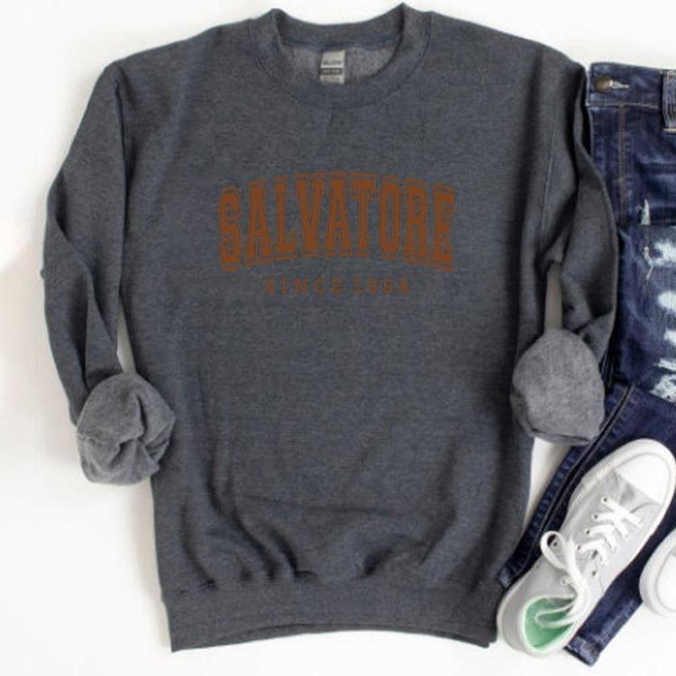 Vampire Diaries TVD Damon Stefan Salvatore Mystic Falls Vintage Hoodie Sweatshirt Crewneck Jumper Fans Top Since1864