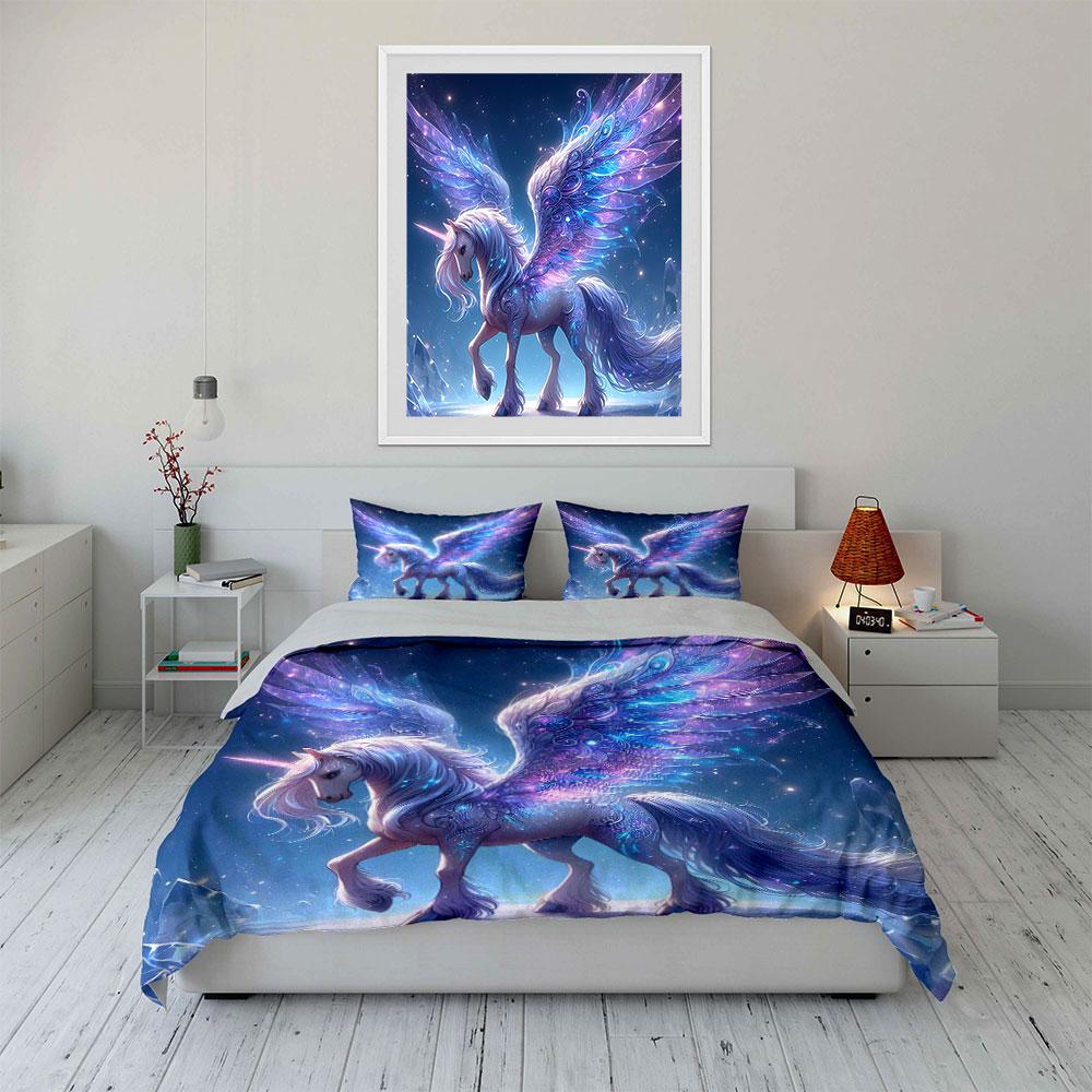 Fantasy Unicorn Trio Set Design Exquisite Three-Piece Bedding Set Gift For Kids And Adults