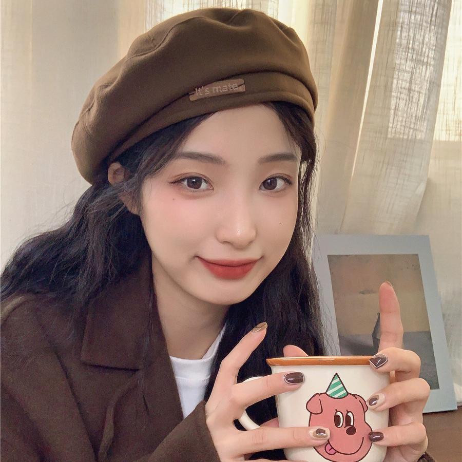 Cozy Winter Beret Hat For Women Vintage Style Woolen Painter Cap Large Head