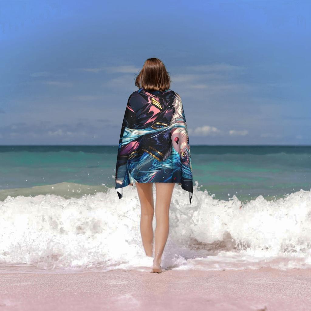 Galactic Anime Warrior Girl Bath Towel - Soft, Super Absorbent & Unique Design for Everyday Use & Perfect Gift for Anime Fans