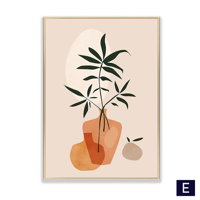 Abstrakte Orange Grüne Pflanze Obst Blatt Nordic Poster Und Drucke Wand Kunst Leinwand Malerei Wand Bilder Für Wohnzimmer Dekor