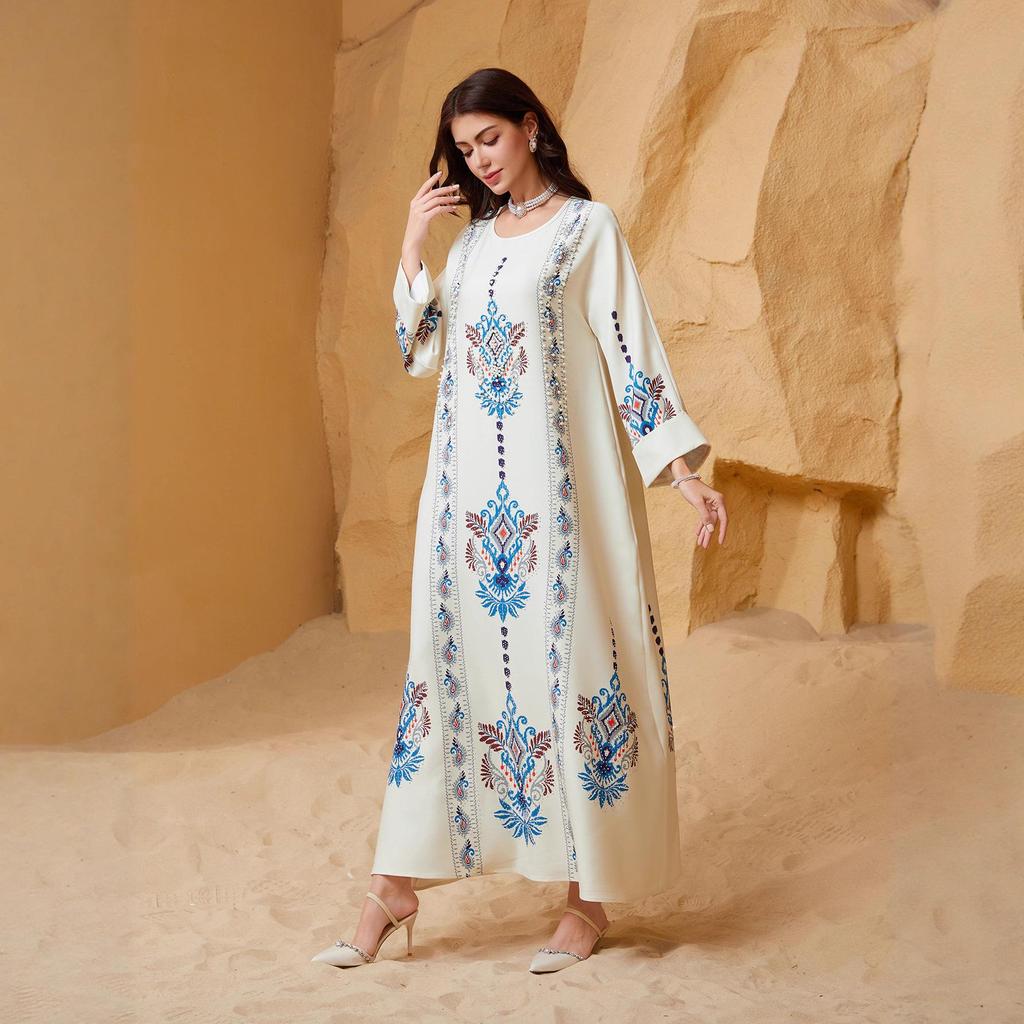 Naher Osten Muslimisches Damen Bedrucktes Roben Abaya Kleid