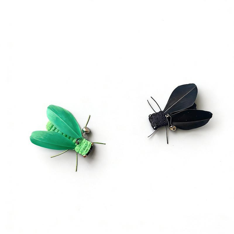 2pcs Artificial Insects Cat Teasing Stick Change Head Toy Pet Feather Wings Toys
