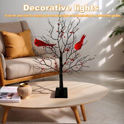 Cardenal Navideño para Árbol con Luces Ilumina la Atmósfera Festiva Decoración Fácil Montaje para Patio Sendero Jardín Decoración para Fiesta de Navidad