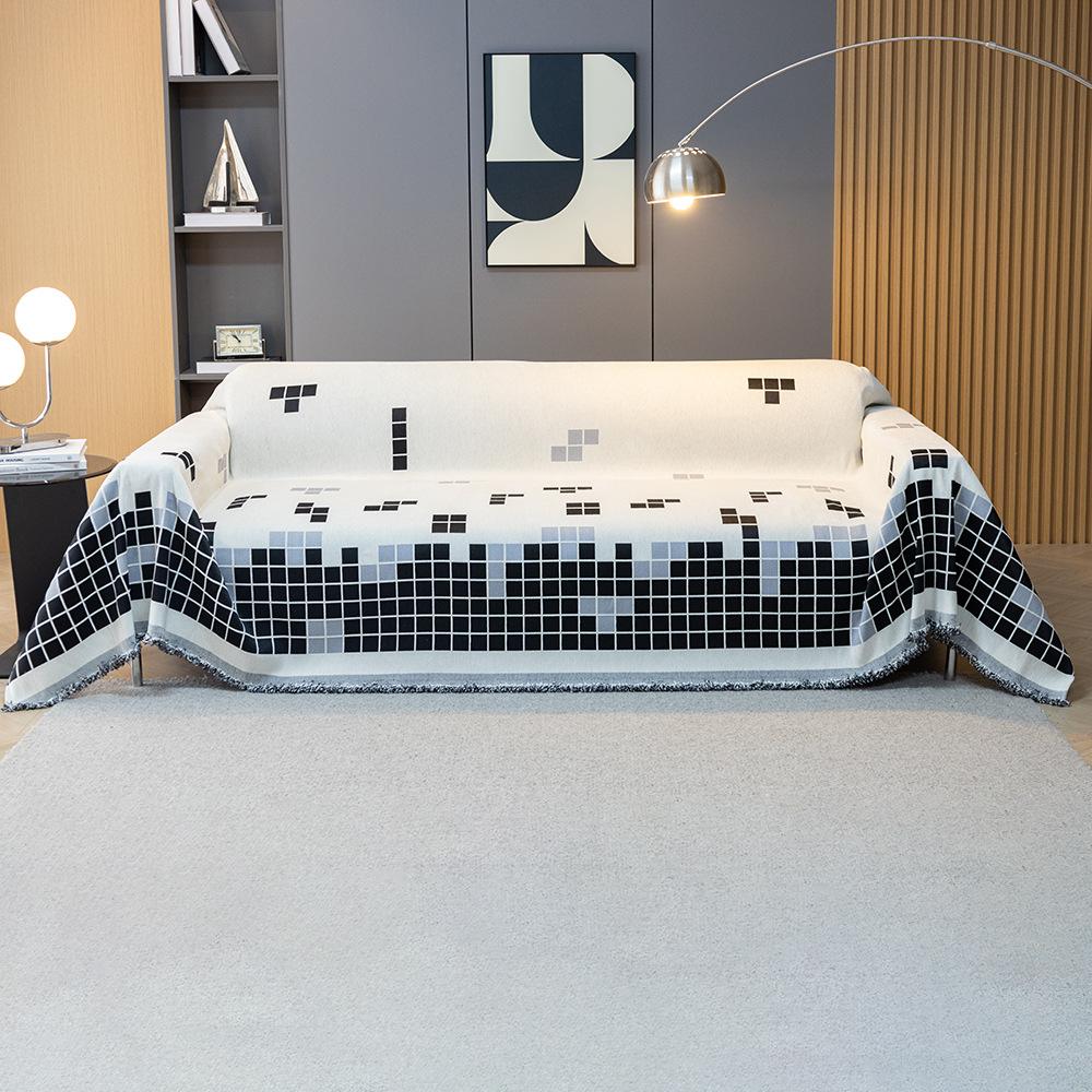Современный простой стиль двухсторонний шенилловый тетрис диван полотенце тканевый чехол — фото 3
