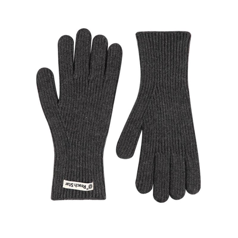 Long Solid Color Versatile Knitted Gloves Women's Bare Fingers Windproof and Cold-proof Thickened Warm Winter Gloves Cycling
