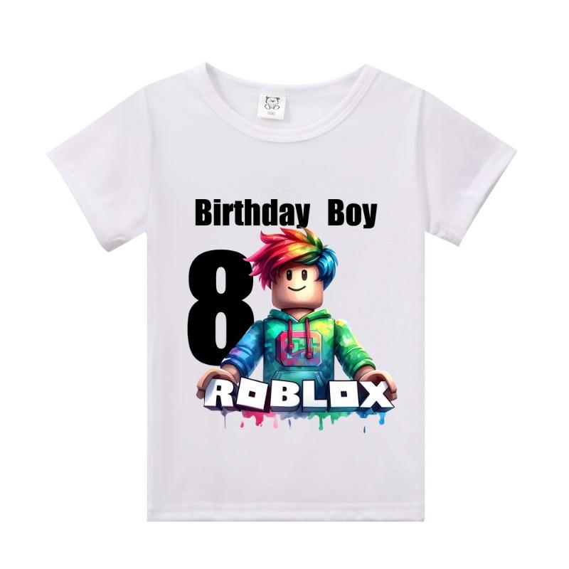 Neue Roblox Kinder T-Shirts Cartoon Geburtstag Zahl Grafik T-Shirts Jungen Mädchen Freizeit Kurzarm Oberteile Sommer Kinderkleidung