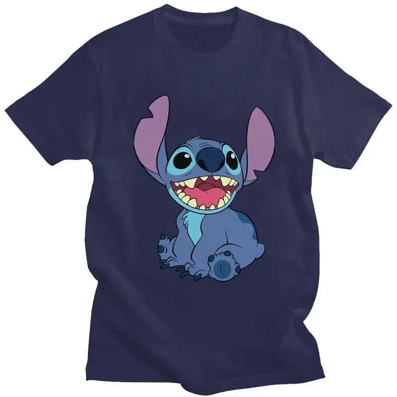 Stitch Anime T Shirt Pure Cotton Tshirt Leisure Tee Tops Short Sleeved T-shirt Slim Fit Clothing Unisex