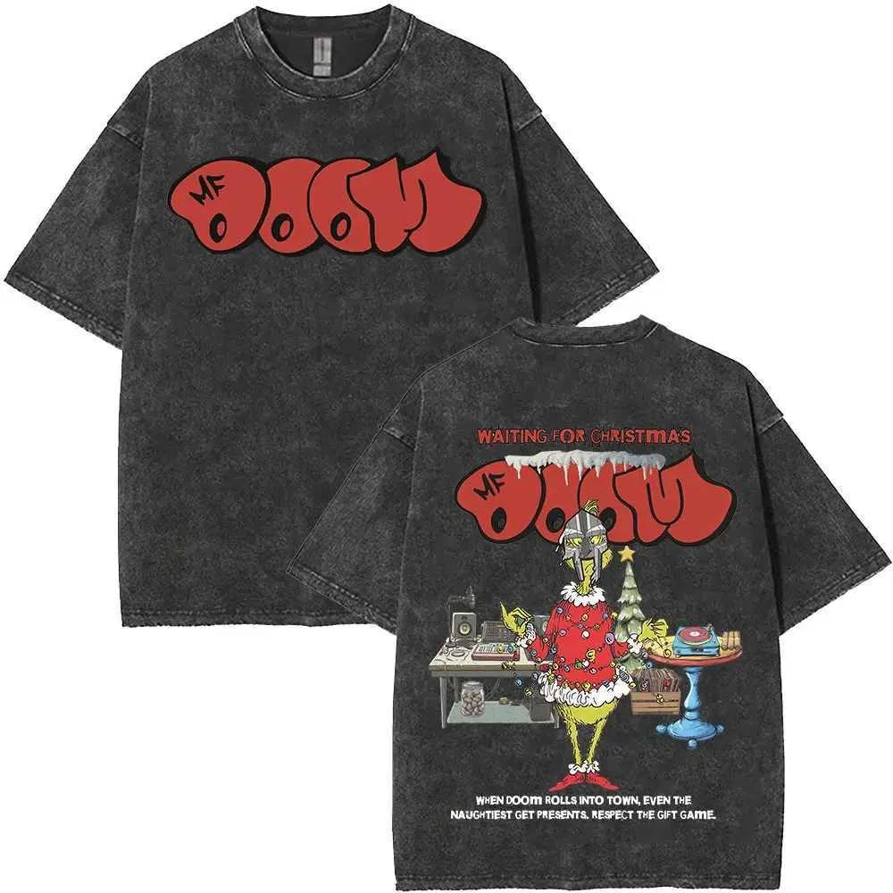 2026Vintage Rapper Mf Doom Tour Washed T Shirts Mens Women Fashion Oversized T-shirts Y2K Hip Hop Gothic Short Sleeve T 464