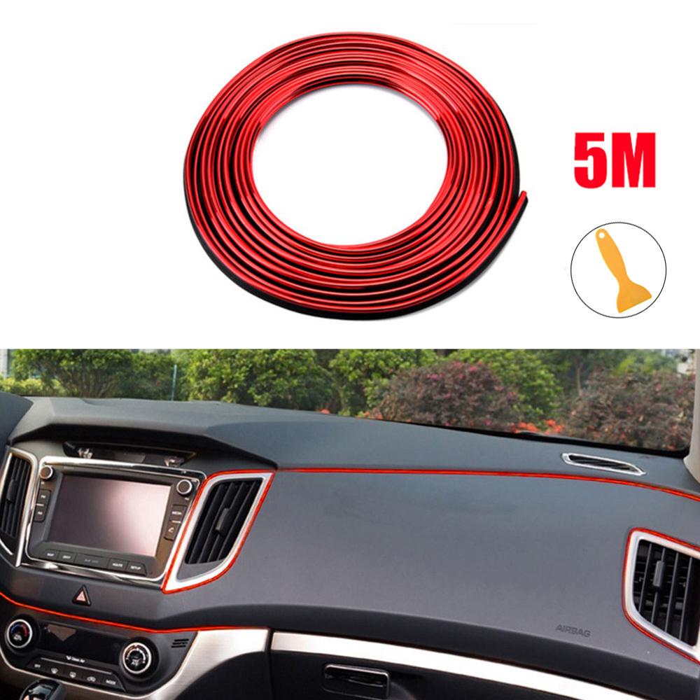 5M Car Moulding Decoration Flexible Strips Door/Center Console/ Interior Gap Trim Universal Chrome Trim Strip Bright Strip