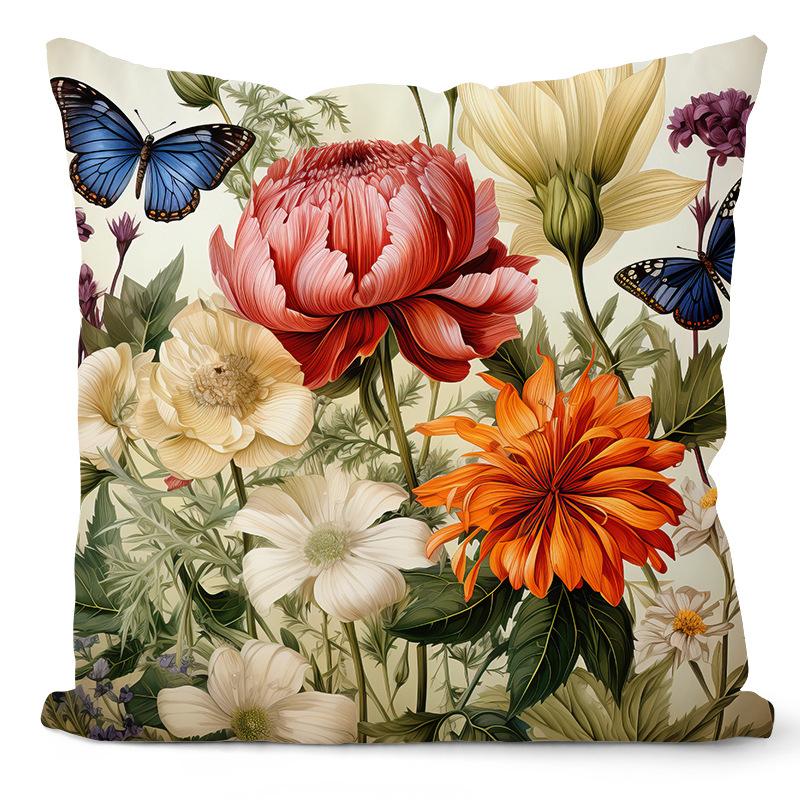 

Ретро Цветочная Наволочка Дом Гостиная Диванная Подушка Балкон Автомобильная Подушка Декорация 45 * 45Cm without pillow core